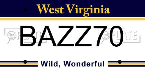 BAZZ70 West Virginia License Plate