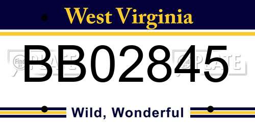 BB02845 West Virginia License Plate
