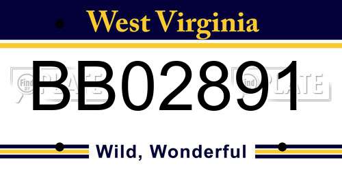 BB02891 West Virginia License Plate