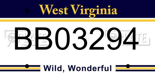 BB03294 West Virginia License Plate
