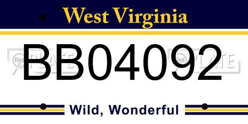 BB04092 West Virginia License Plate