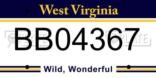BB04367 West Virginia License Plate