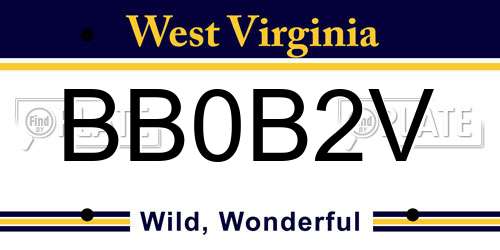 BB0B2V West Virginia License Plate