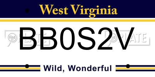 BB0S2V West Virginia License Plate
