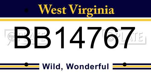 BB14767 West Virginia License Plate