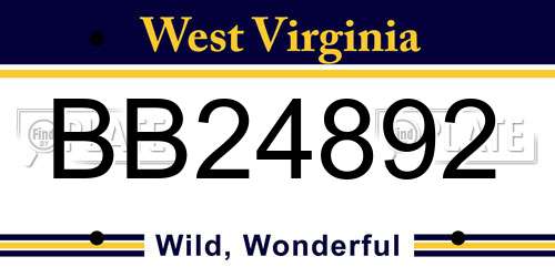 BB24892 West Virginia License Plate
