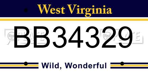 BB34329 West Virginia License Plate