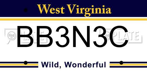 BB3N3C West Virginia License Plate