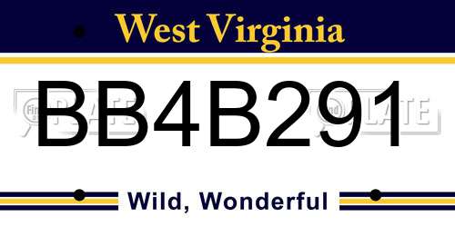 BB4B291 West Virginia License Plate
