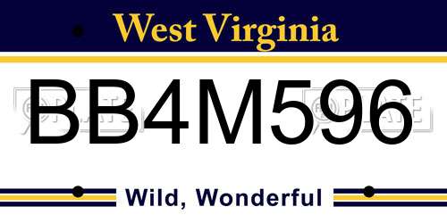 BB4M596 West Virginia License Plate