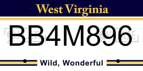 BB4M896 West Virginia License Plate