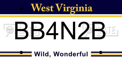 BB4N2B West Virginia License Plate