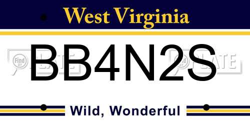 BB4N2S West Virginia License Plate