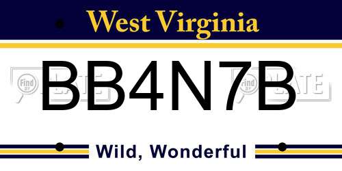 BB4N7B West Virginia License Plate