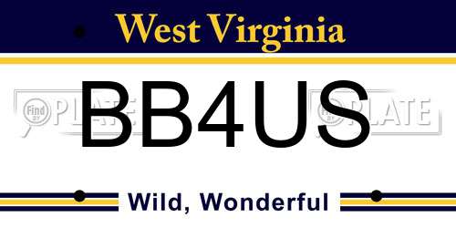 BB4US West Virginia License Plate