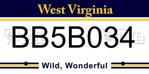 BB5B034 West Virginia License Plate