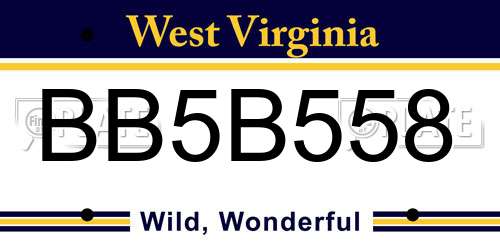 BB5B558 West Virginia License Plate