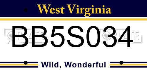 BB5S034 West Virginia License Plate