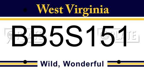 BB5S151 West Virginia License Plate