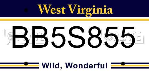 BB5S855 West Virginia License Plate