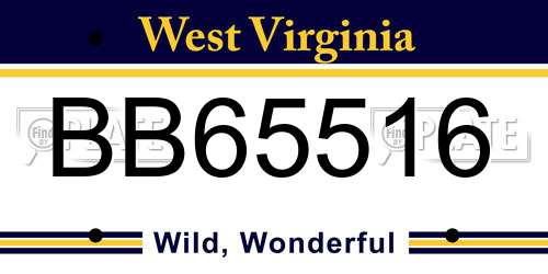 BB65516 West Virginia License Plate