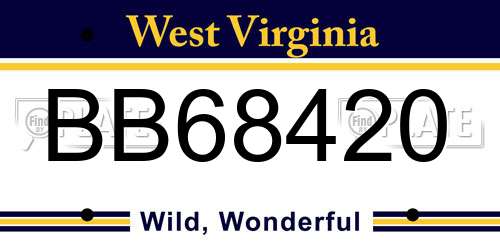 BB68420 West Virginia License Plate