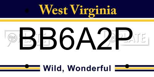 BB6A2P West Virginia License Plate