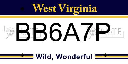 BB6A7P West Virginia License Plate