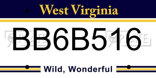 BB6B516 West Virginia License Plate
