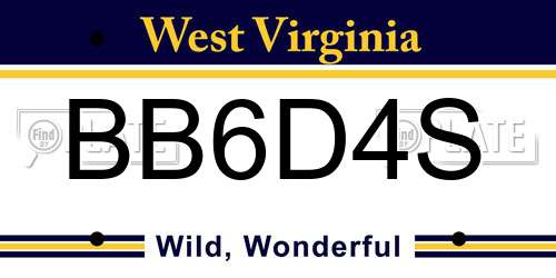 BB6D4S West Virginia License Plate