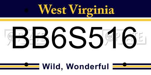 BB6S516 West Virginia License Plate