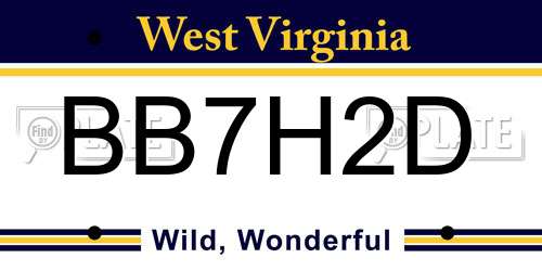 BB7H2D West Virginia License Plate