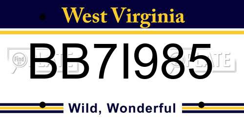 BB7I985 West Virginia License Plate