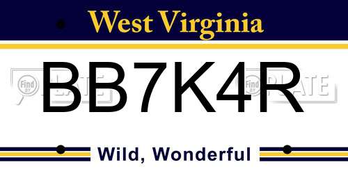 BB7K4R West Virginia License Plate
