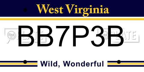 BB7P3B West Virginia License Plate