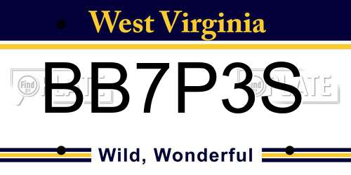 BB7P3S West Virginia License Plate