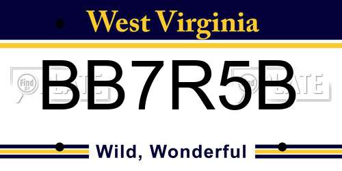 BB7R5B West Virginia License Plate