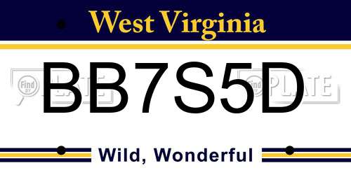 BB7S5D West Virginia License Plate