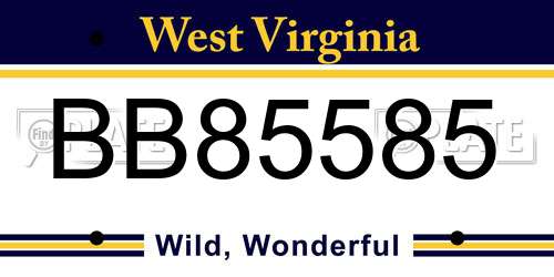 BB85585 West Virginia License Plate