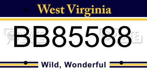 BB85588 West Virginia License Plate