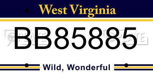 BB85885 West Virginia License Plate