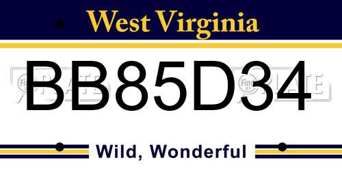 BB85D34 West Virginia License Plate
