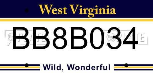 BB8B034 West Virginia License Plate