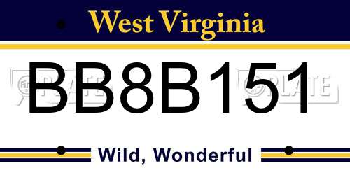 BB8B151 West Virginia License Plate
