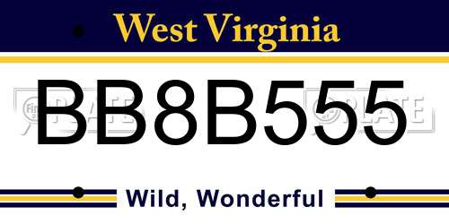 BB8B555 West Virginia License Plate