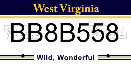 BB8B558 West Virginia License Plate