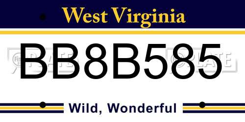 BB8B585 West Virginia License Plate