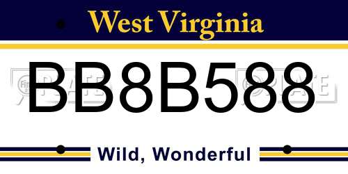 BB8B588 West Virginia License Plate