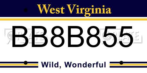 BB8B855 West Virginia License Plate
