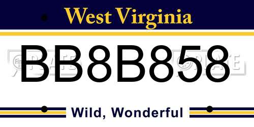 BB8B858 West Virginia License Plate